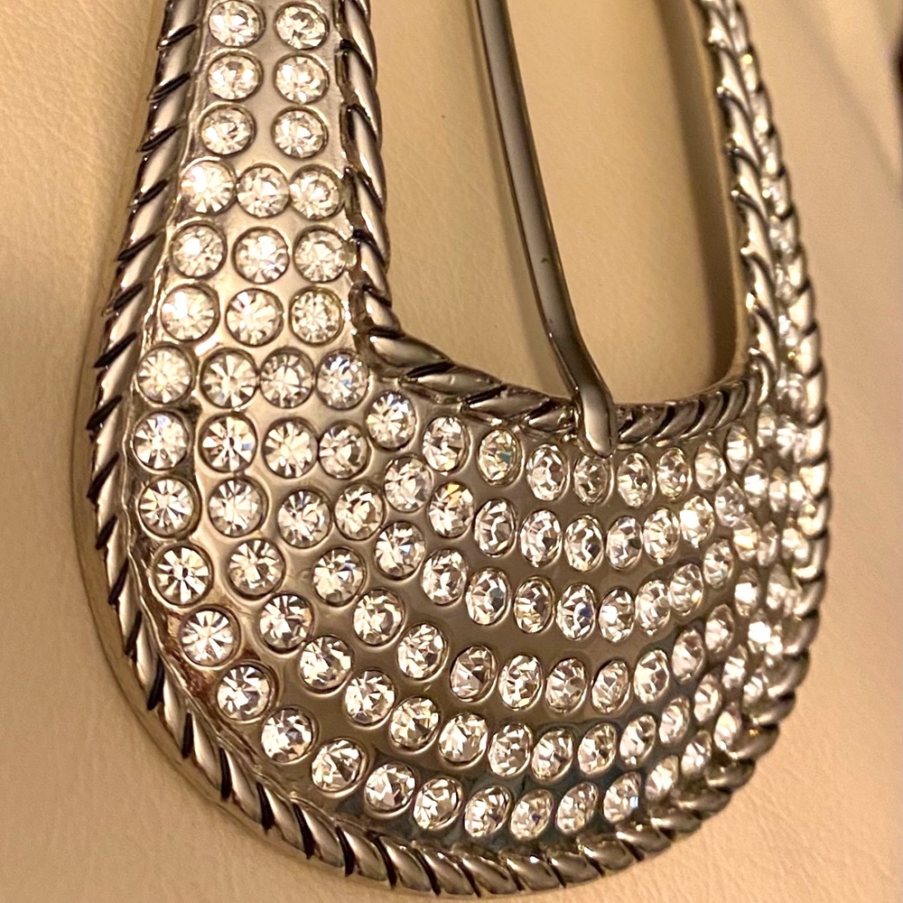 🌟 CHRISTINE ALEXANDER WESTERN SWAROVSKI CRYSTAL STUDDED LEATHER BELT - Picture 2 of 7